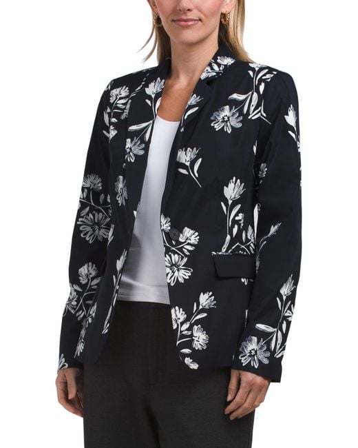 Tj Maxx Blue Printed Blazer, Polyester