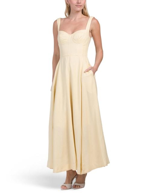 tj maxx linen dresses TJ Maxx Women's Natural Linen Blend Anya Sleeveless Maxi Dress With Panels  For Cotton/Linen/Viscose