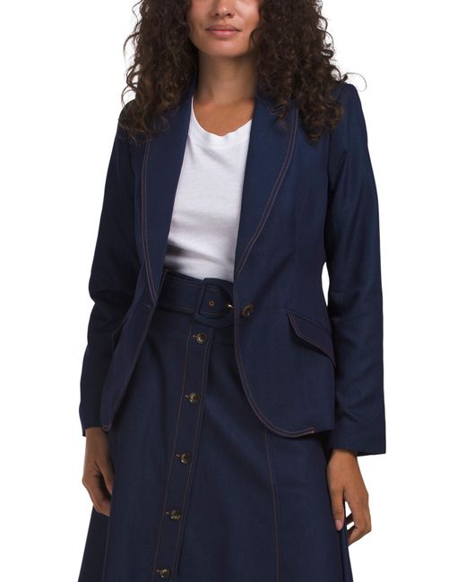 Tj Maxx Blue Button Blazer, Polyester/Rayon