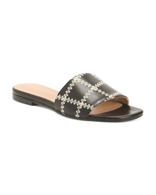 Tj Maxx Brown Leather Hema Whipstitch Flat Sandals For