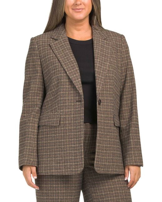 Tj Maxx Brown Wool Blend Relaxed Blazer, Nylon/Polyester/Wool