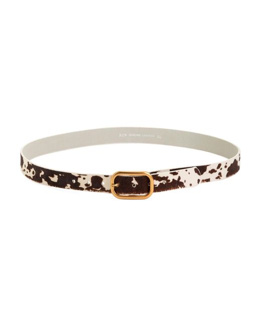 Tj Maxx White Leather Animal Print Belt With Rectangular Buckle For Leather