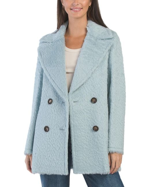 Tj Maxx Blue Lux Long Hair Alpaca Wool Coat, Wool/Viscose/Alpaca