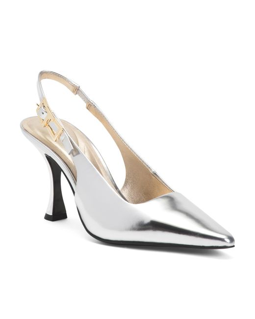 Tj Maxx White Leather Lola T Buckle Slingback Heels For