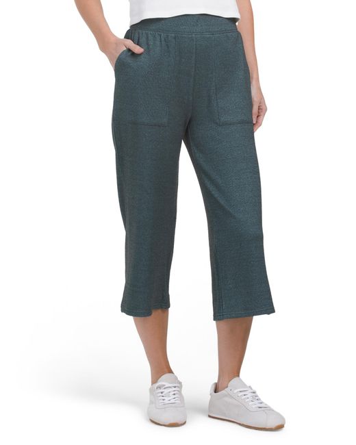 Tj Maxx Blue Beatrice Dream Fleece Wide Leg Capri Pants, Spandex/Polyester