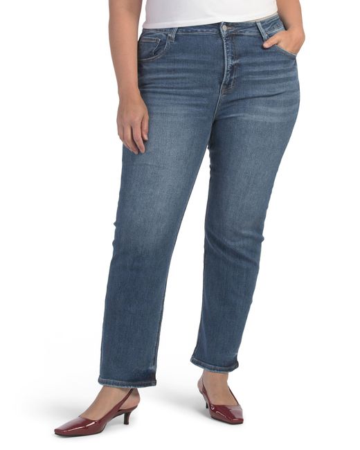 Tj Maxx Blue Plus Mid Rise Ankle Straight Relaxed Jeans For Spandex/Cotton/Polyester