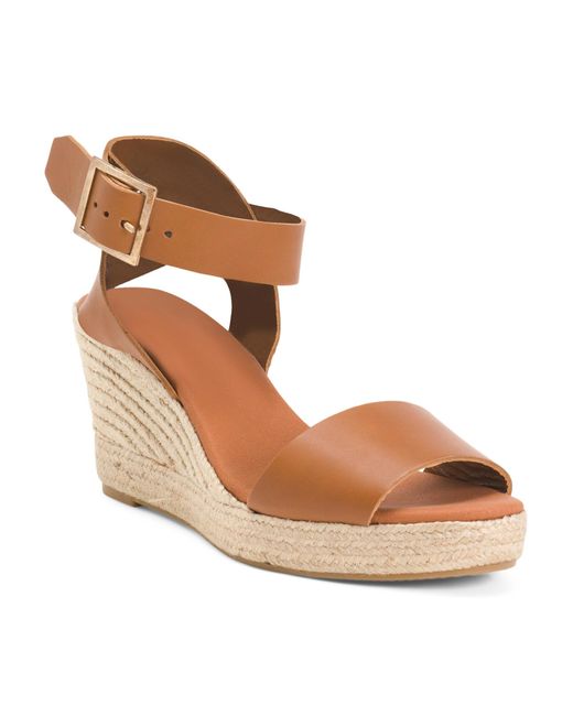 Tj Maxx Natural Leather Espadrille Wedge Sandals For