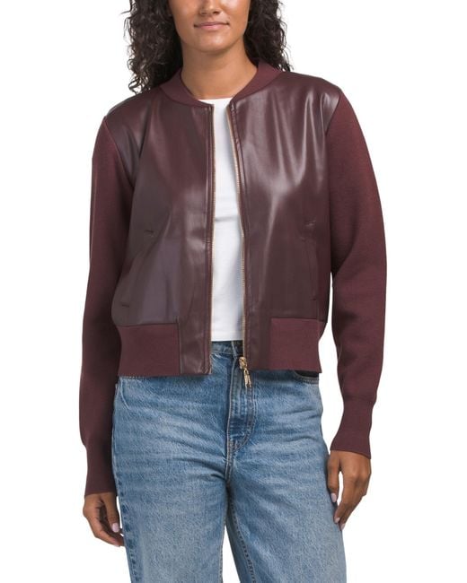 Tj Maxx Purple Zip Bomber Jacket, Nylon/Polyester/Leather
