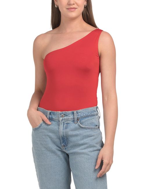 Tj Maxx Red One Shoulder Bodysuit For Spandex/Polyester