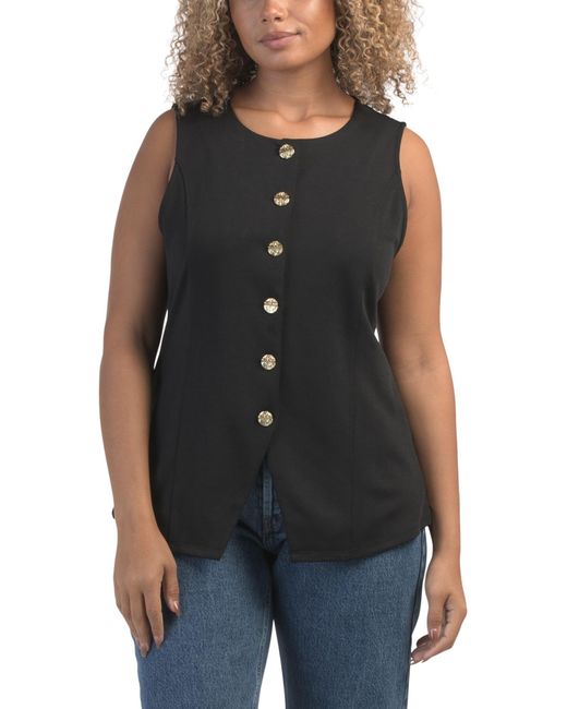 Tj Maxx Black Button Front Vest, Spandex/Polyester