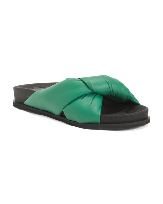 Tj Maxx Green Leather Olivia Puffy Flat Sandals For