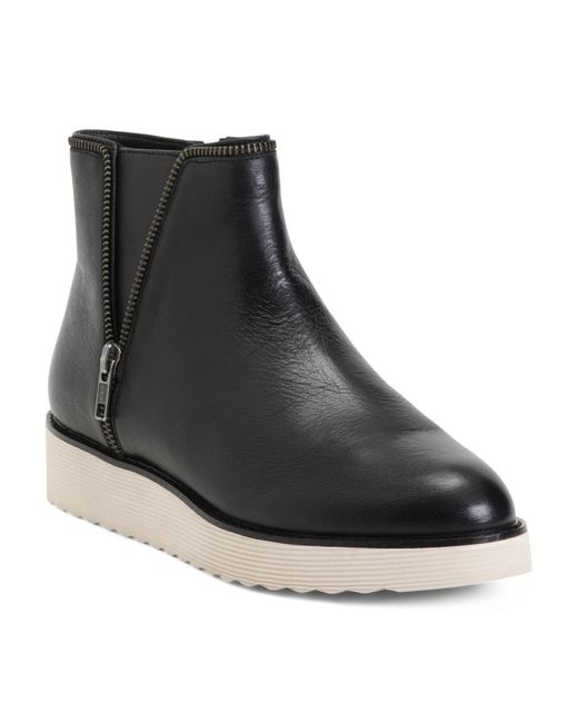Tj Maxx Black Leather Mitzi Zipper Booties For
