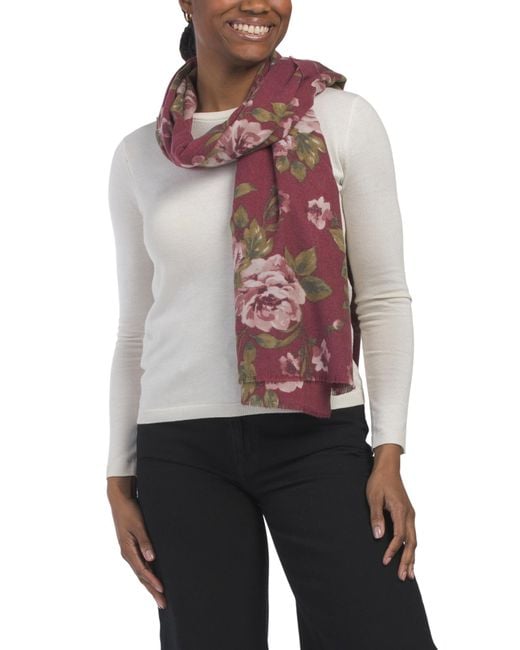 Tj Maxx Red Printed Mid Weight Scarf For Polyester