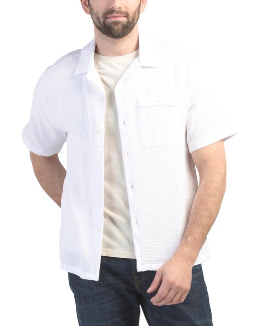 Tj Maxx White Gauze Button Up Shirt For Cotton for men