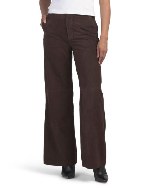 Tj Maxx Brown Suede Wide Leg Pants For Polyester/Suede