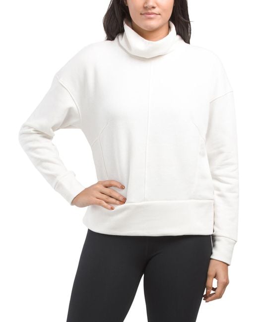 Tj Maxx White Cocoon Long Sleeve Mockneck Top, Cotton/Polyester
