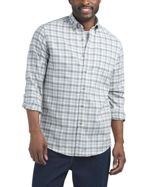 Tj Maxx Blue Long Sleeve Intercoastal Flannel Chipely Plaid Sport Shirt For Spandex/Polyester for men