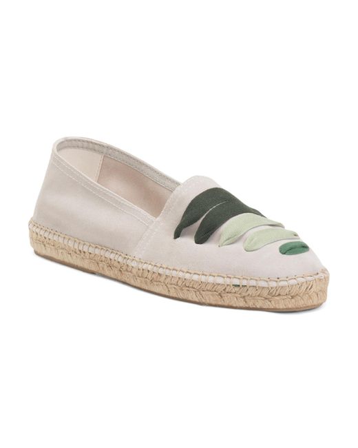 Tj Maxx White Suede Espadrille Flats With Ribbon Details For