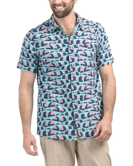 Tj Maxx Blue Building Bridges Button Down Shirt For Spandex/Polyester for men