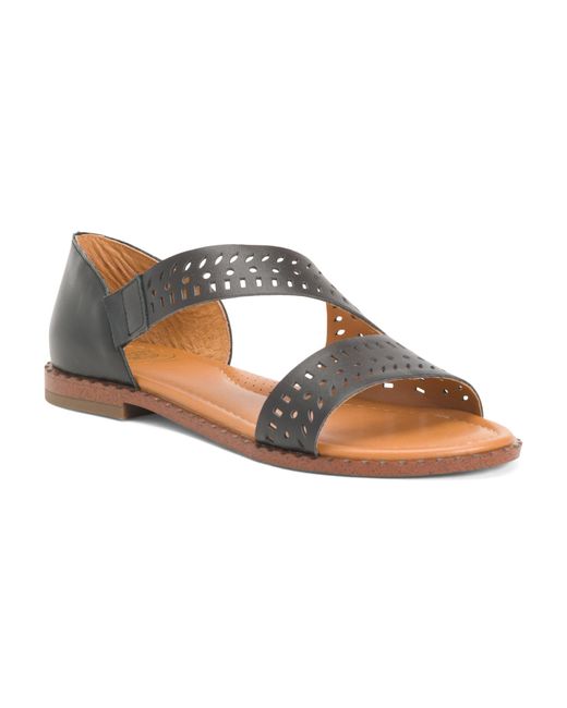 Tj Maxx Brown Leather Band Flat Sandals For