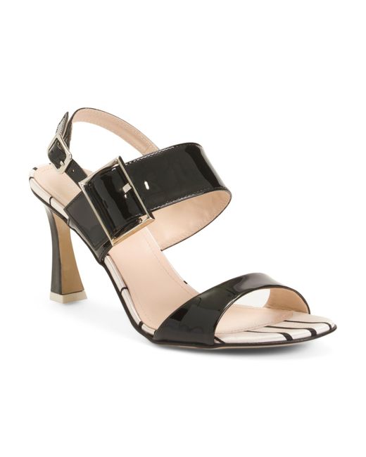 Tj Maxx Black Patent Leather Marilyn Heeled Sandals Dual With Buckles For