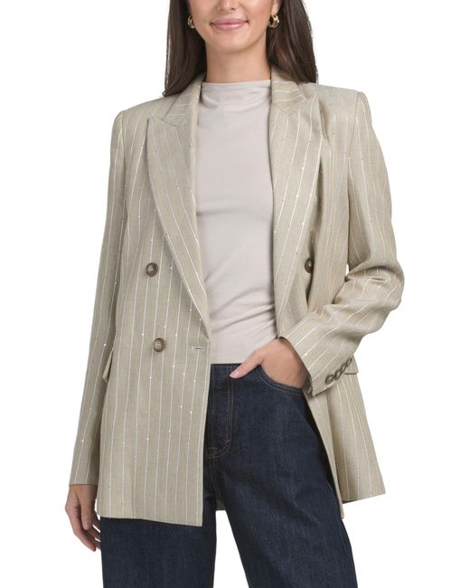 Tj Maxx Gray Striped Jacket, Polyester/Viscose