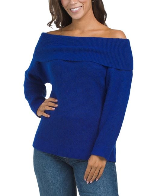 Tj Maxx Blue Yadira Off The Shoulder Sweater, Nylon/Spandex/Polyester