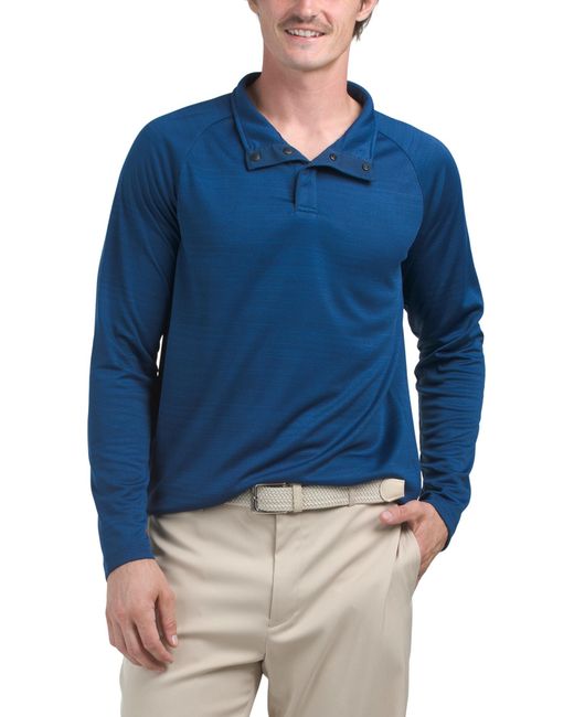Tj Maxx Blue Performance Snap Button Mock Neck Top For Polyester for men