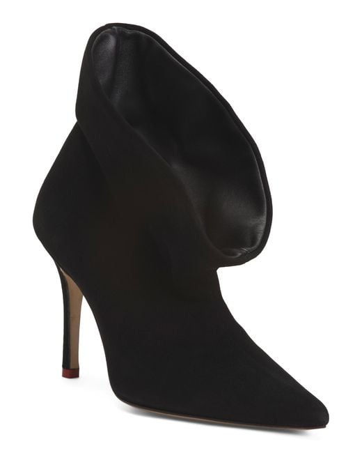 Tj Maxx Black Leather Alicia Heeled Booties For