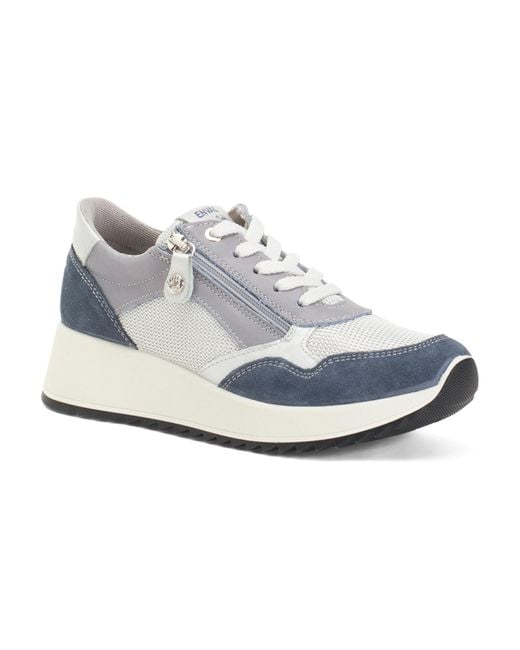 Tj Maxx White Leather Sneakers With Lateral Zip For Leather/Suede