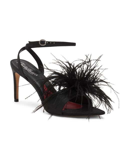 Tj Maxx Black Leather Leah Feather Heeled Sandals For