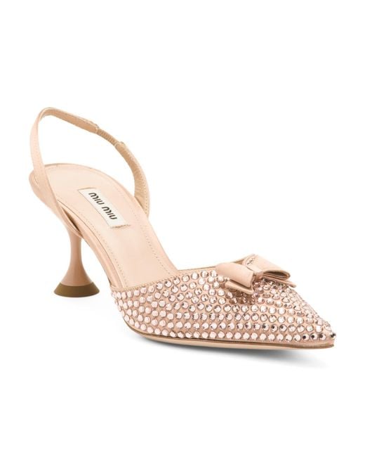 Tj Maxx Pink Raso Rhinestone Embellished Pointy Toe Kitten Heels For Leather