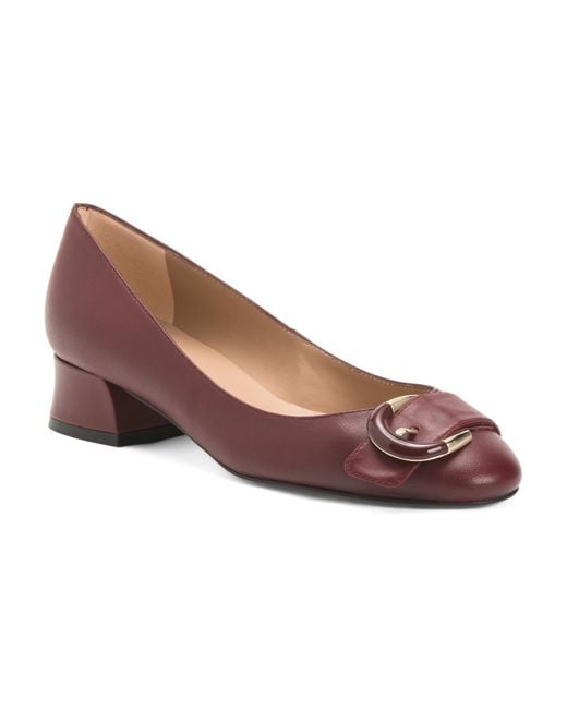 Tj Maxx Brown Leather Cici Patent Casual Resin Buckle Court Pumps For
