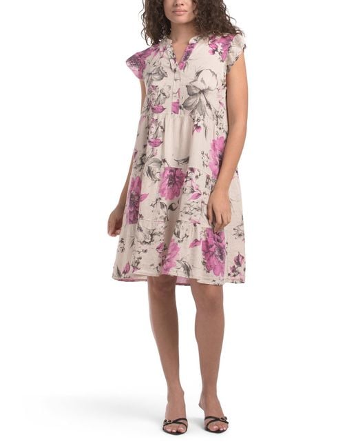 TJ Maxx Linen Blend Baby Doll Floral Mini Dress For Linen/Viscose in Red | Lyst TJ Maxx Linen Blend Baby Doll Floral Mini Dress For Linen/Viscose in Red | Lyst