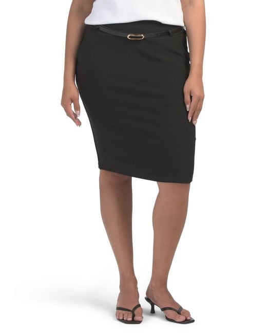Tj Maxx Black Belted Scuba Skirt For Spandex/Polyester