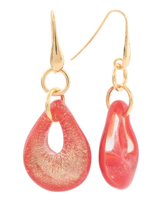 Tj Maxx Pink 18Kt Plated Sterling Murano Drop Earrings For