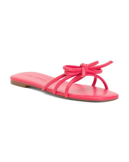 Tj Maxx Pink Leather Nicole Bow Slide Sandals For