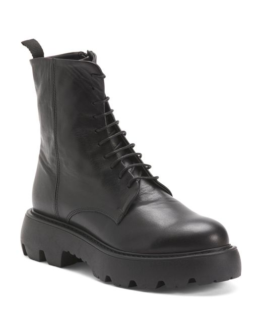 Tj Maxx Black Leather Laced Up Booties For