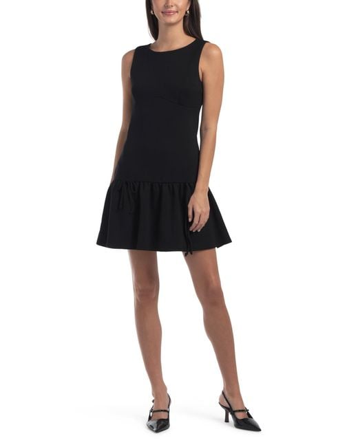 Tj Maxx Black Boat Neck Sleeveless Ribbed Drop Waist Mini Dress For Spandex/Polyester/Rayon