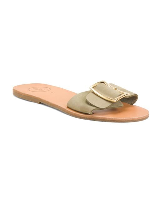 Tj Maxx Natural Leather Sanbel Slide Sandals For Leather