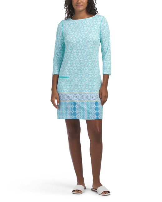 Tj Maxx Blue Upf 50 Coastal Cottage Cabana Shift Mini Dress For Nylon/Spandex