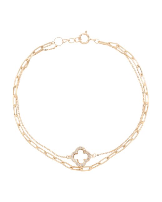 Tj Maxx White 14Kt Mother Of Pearl Clover Double Bracelet