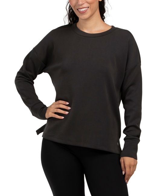 Tj Maxx Black Uptown Long Sleeve Scuba Top, Spandex/Modal/Polyester