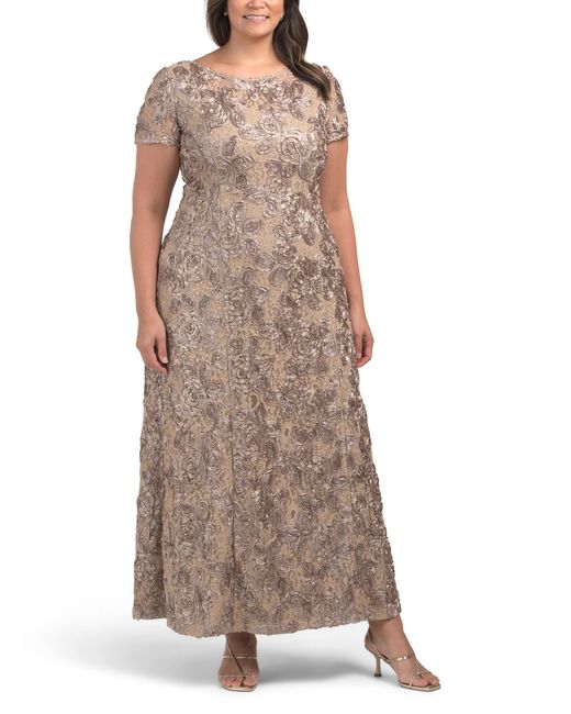 TJ Maxx Women's Brown A-Line Rosette Gown For Nylon/Polyester/Rayon