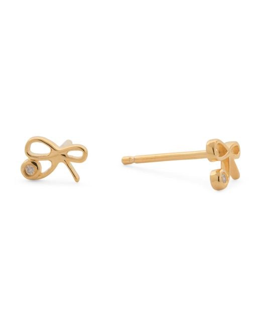 Tj Maxx Metallic Plated Sterling Bow Stud Earrings For Diamond