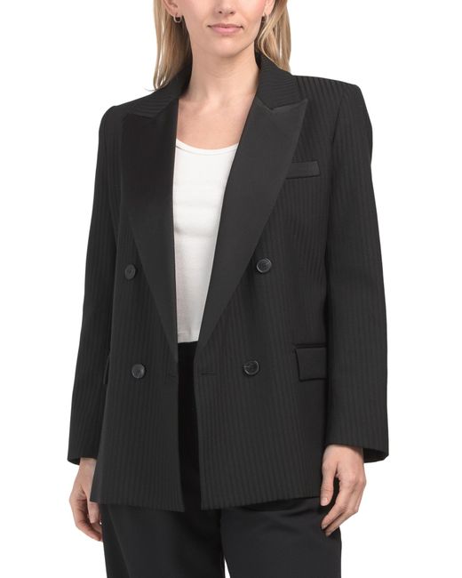 Tj Maxx Black Striped Blazer, Polyester/Wool/Viscose