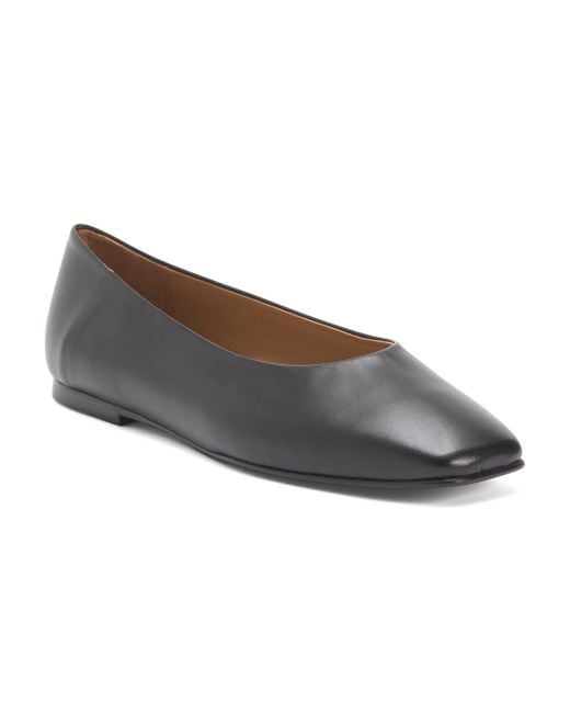 Tj Maxx Gray Leather Nikki Square Toe Ballet Flats For
