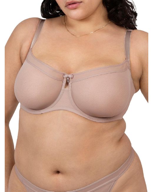 Tj Maxx Natural Full Figure Sheer Mesh Unlined Balconette Bra For Nylon/Spandex