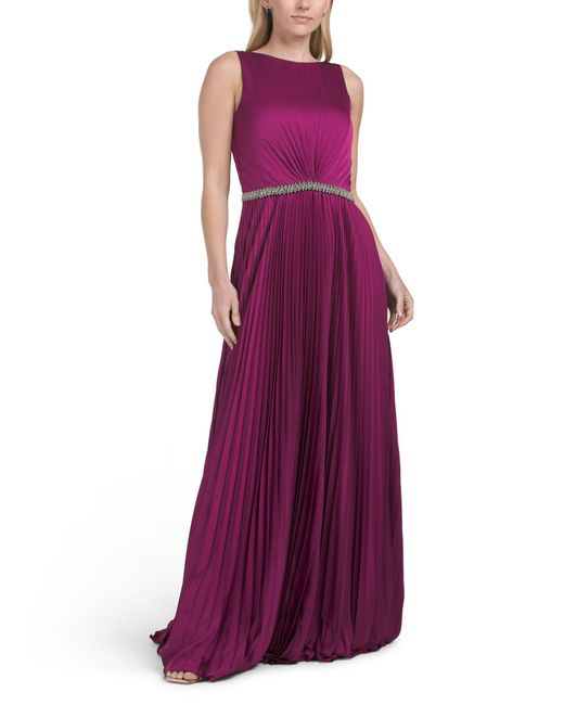 Tj Maxx Purple Sleeveless Embellished Waist Gown For Polyester