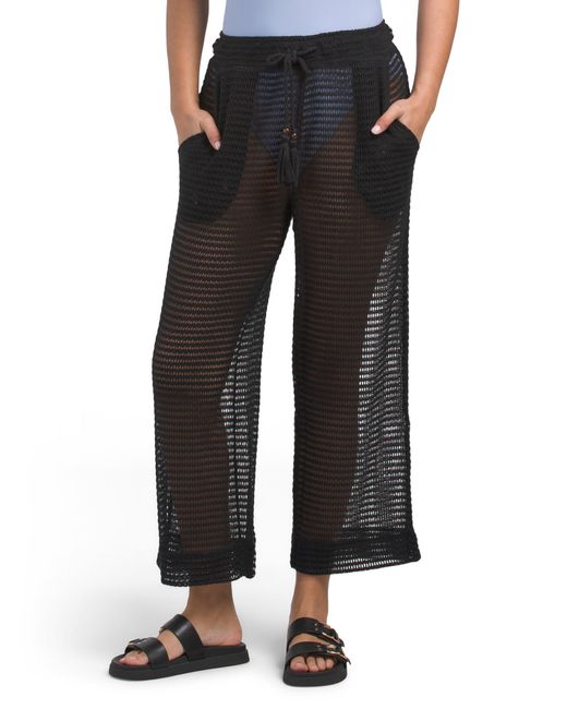 Tj Maxx Black Cochet Cover-Up Pants For Spandex/Polyester